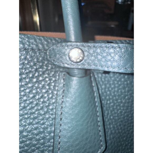 COPY - PRADA AUTHENTIC LEATHER VITELLO DAINO TOTE PURSE Dark Green DOUBLE HANDLE - Picture 6 of 16